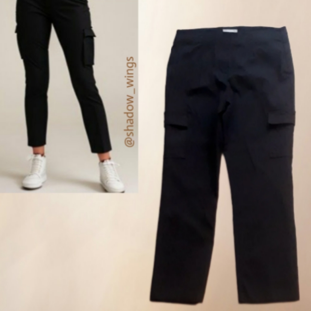 Maurices Bengaline High Rise Cargo Slim Straight Pants - Medium Waist 28" Black